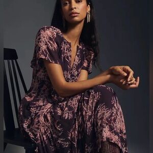 Anthropologie Somerset Maxi Chiffon edition- Plum- size Medium